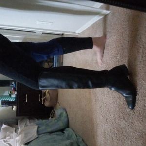 Black Over Knee No Heel Boots (back is stretchy)